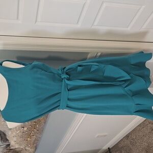 Calvin Klein blue green ruffle dress